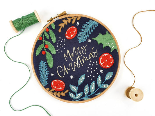 Oh Sew Bootiful - Merry Christmas Handmade Embroidery Kit Hoop Art