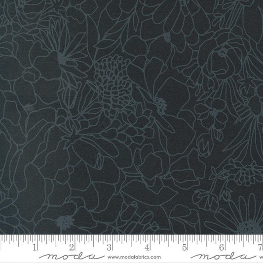 Doodle Garden in Ink Black on Black from Gilded by Alli K Designs for Moda Fabrics
