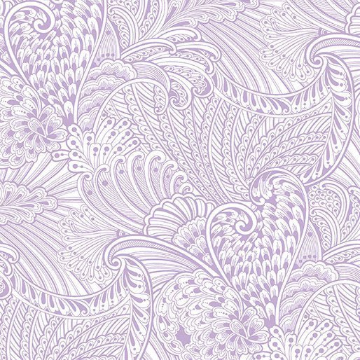 Peacock Flourish Opulence Tonal Light Purple by Ann Lauer for Benartex Fabrics