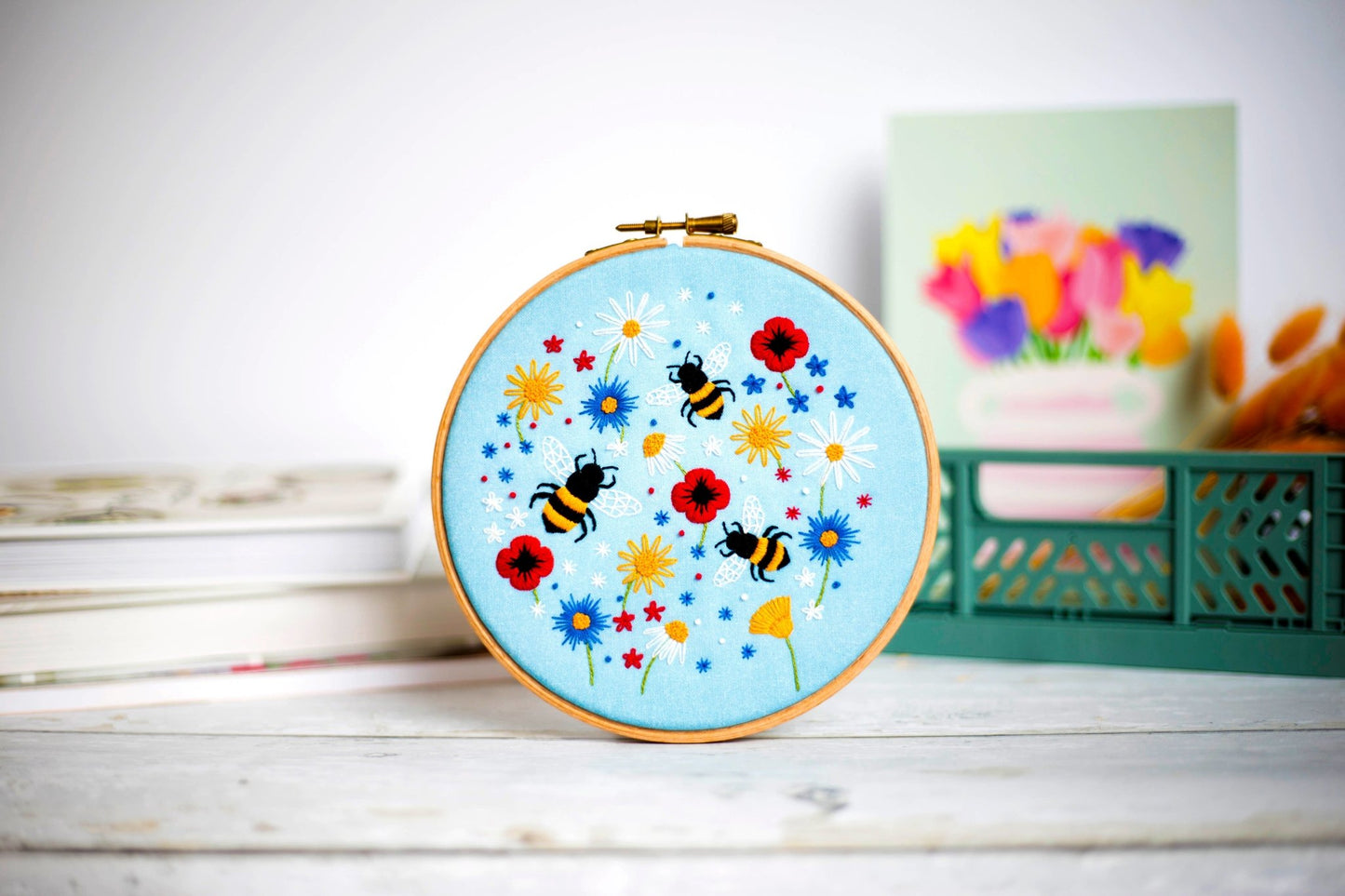 Oh Sew Bootiful - Bees and Wildflowers Handmade Embroidery Kit Hoop Art