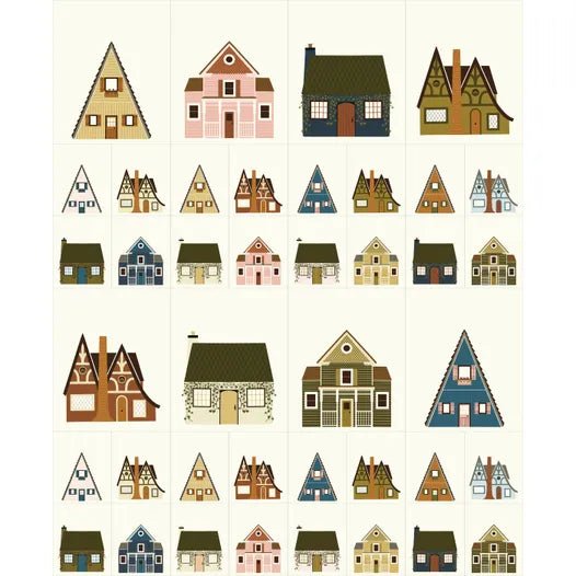 Multi Home Quilt Blocks Quilt Panel from Quaint Cottage by Gingiber for Moda Fabrics