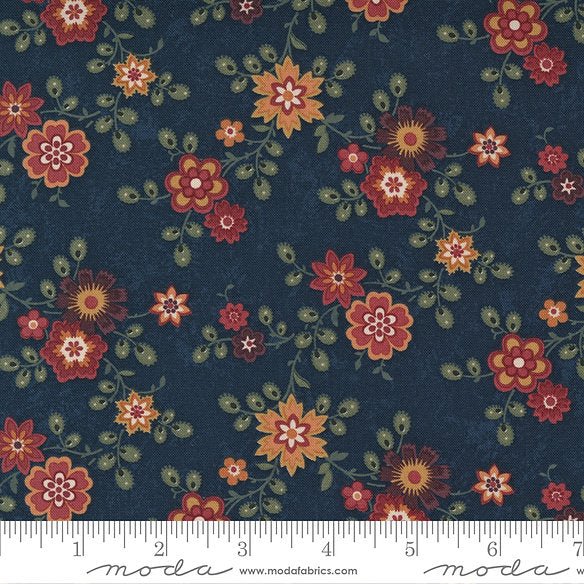 Cornflower in Navy from Hope Blooms by Kansas Troubles for Moda Fabrics