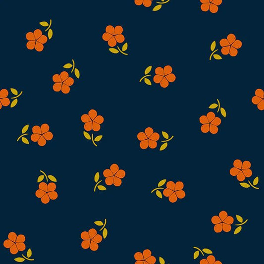 Goldfish Petal in Navy from Sugar Maple by Alexia Marcelle Abegg for Ruby Star Society