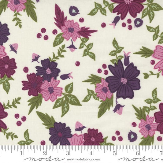 Wildberry Blossoms in Porcelain from Wild Meadow by Sweetfire Road for Moda Fabrics