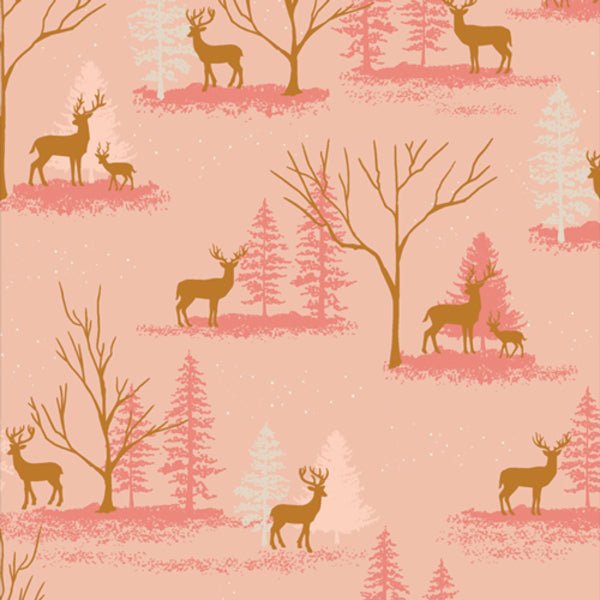 Deer in Winterland, Cozy and Magical by Maureen Cracknell for Art Gallery Fabrics