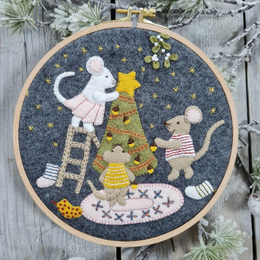 Christmas with the Mouse Family Felt Appliqué Hoop Kit by Corinne Lapierre