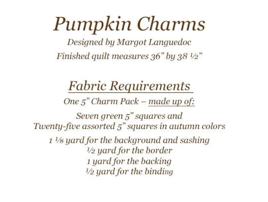Pumpkin Charms Paper Quilt Pattern by The Pattern Basket