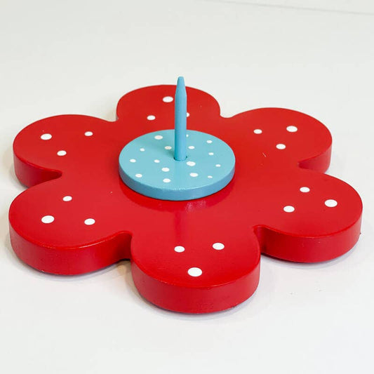 Flower Spindles™ Red Aqua White Dot by Doohickey Designs
