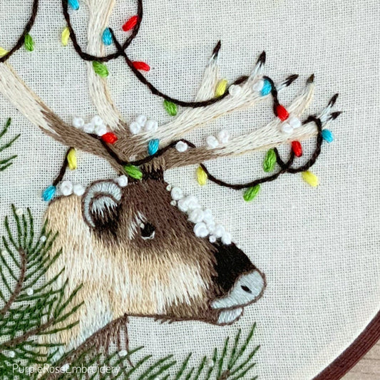 Christmas Reindeer Embroidery Kit by Purple Rose Designs
