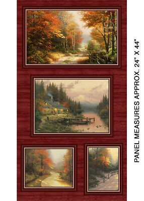 Autumn Colors Fall Trees Foliage Scenes Thomas Kinkade Cotton Benartex 24" Panel