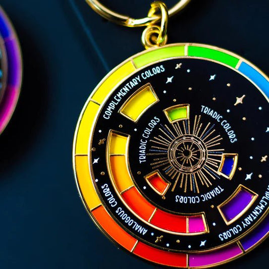 Color Wheel© Enamel Keychain by The Gray Muse , Artist Gift, Spinner Pin