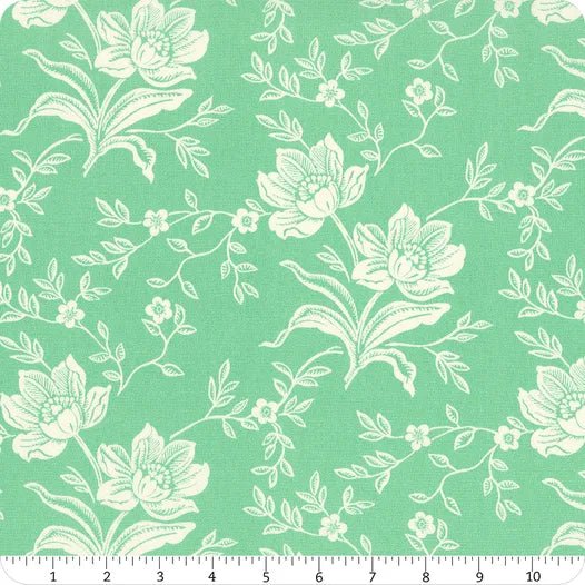 Woodcut Florals Aqua by Fig Tree and Co. for Moda Fabrics 108" Wide